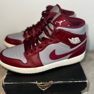 Nike Air Jordan 1 Retro Mid Cherrywood Red White Cement Grey Sz 8.5